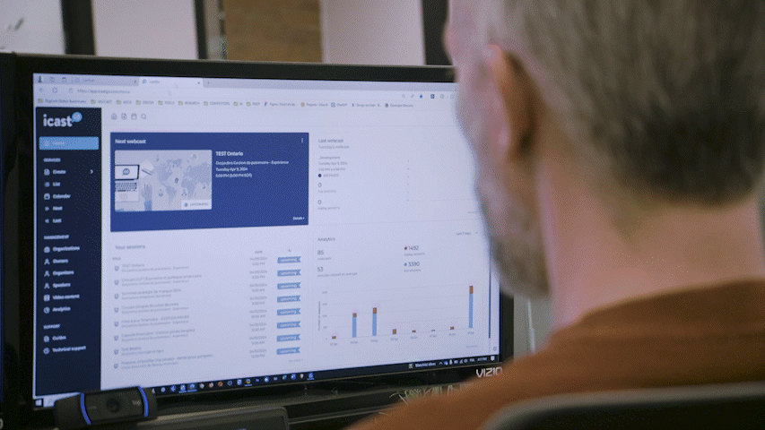 Tableau de bord de gestion d'une webdiffusion sur la plateforme icastGo.