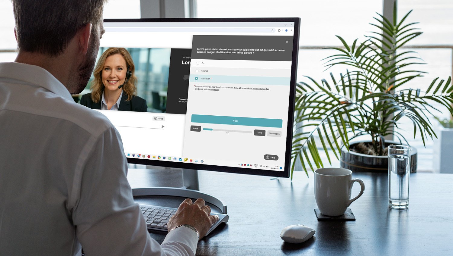 Participant attending a virtual meeting on a collaboration platform.