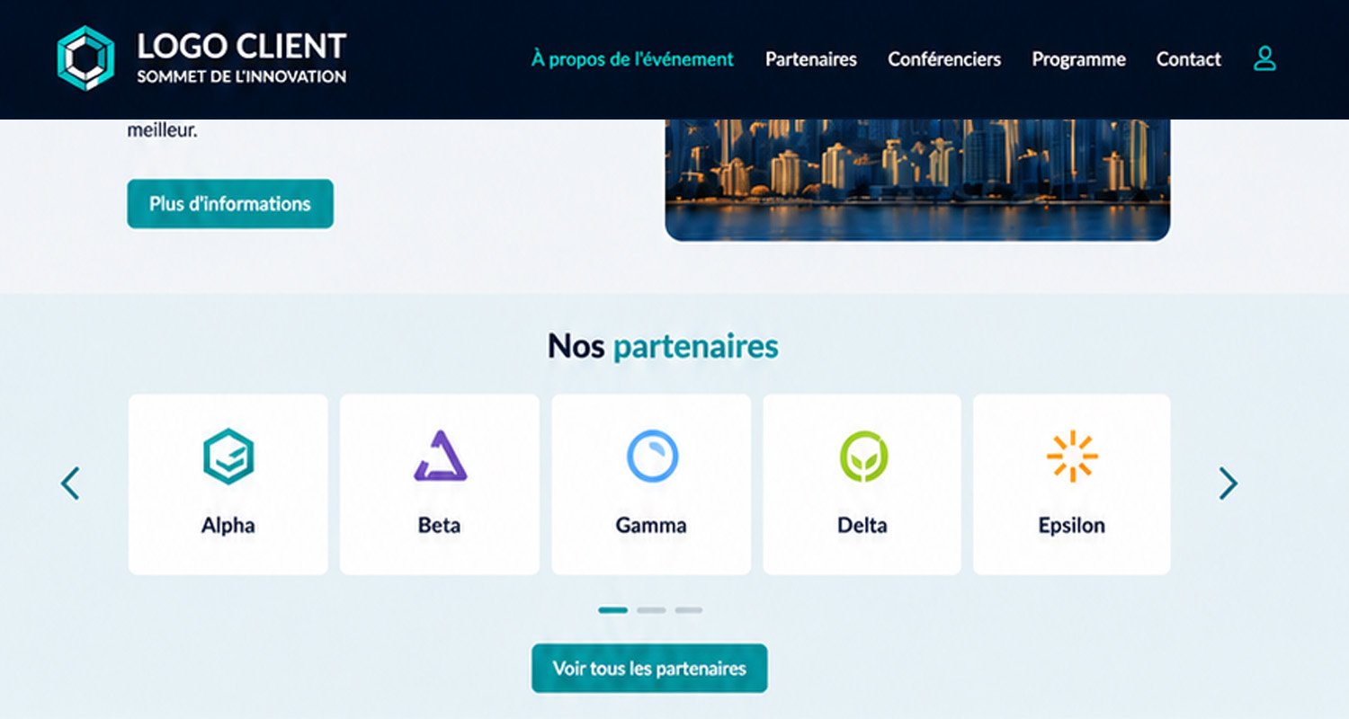 Interface de la page des partenaires d'un événement sur la plateforme icastEvent.