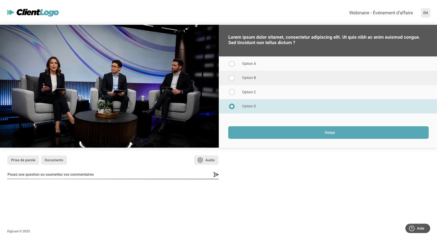 Table ronde avec vote interactif intégré sur la plateforme icastPro.
