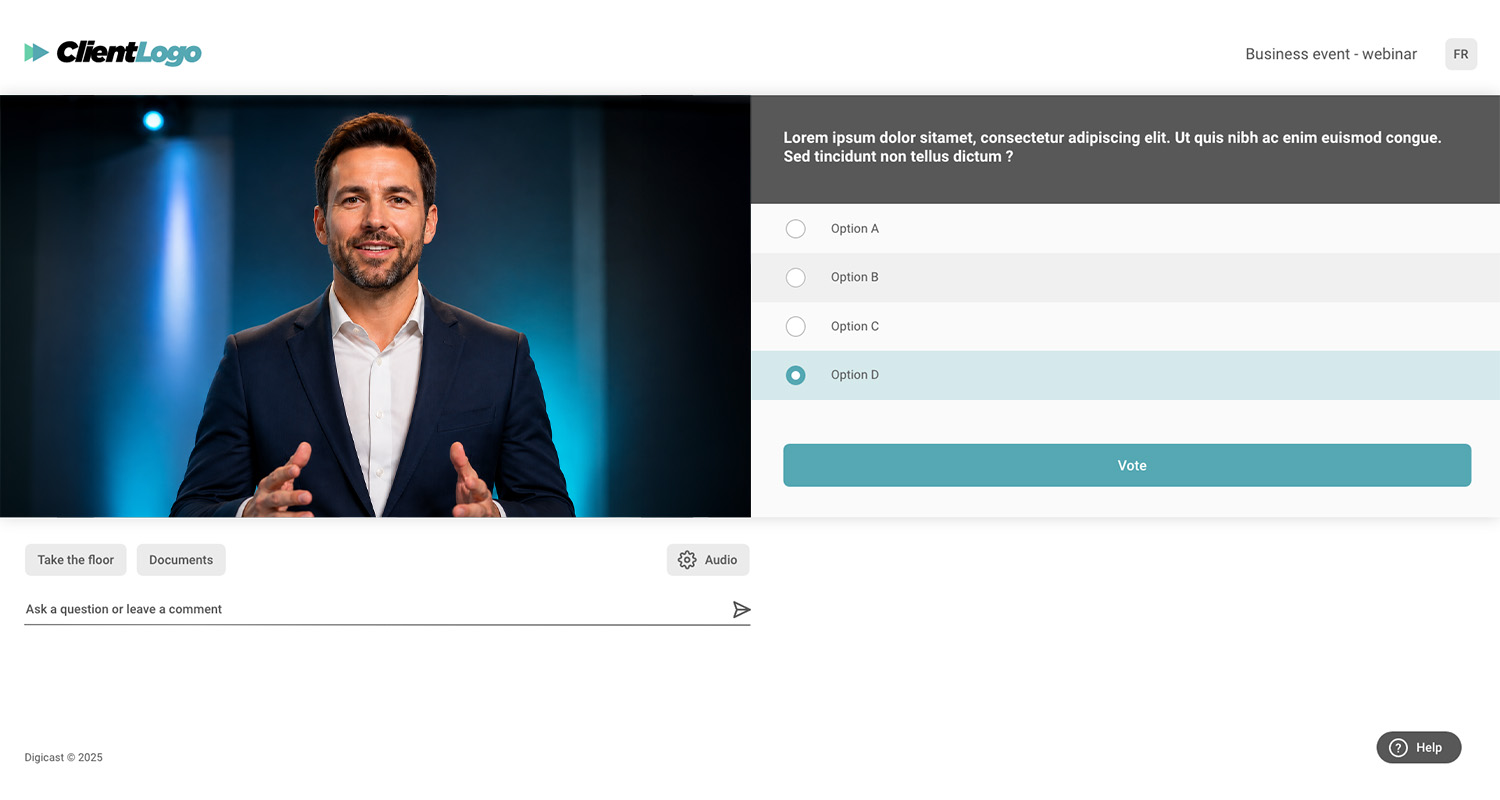 Live voting interface in the icastVote technology solution.