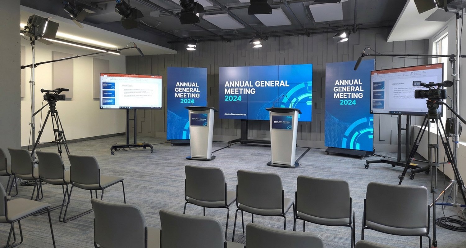 Yonge Studio configured for a hybrid conference with professional broadcasting.