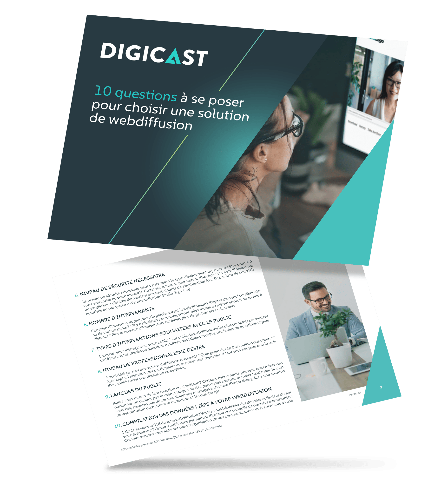 Aperçu du guide des 10 questions à se poser pour choisir une solution de webdiffusion