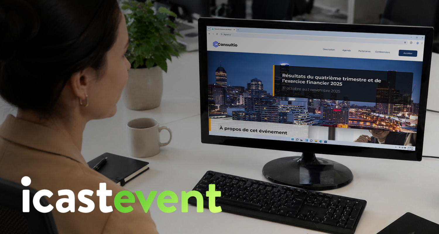 Professionnelle consultant un site événementiel créé avec la plateforme icastEvent.